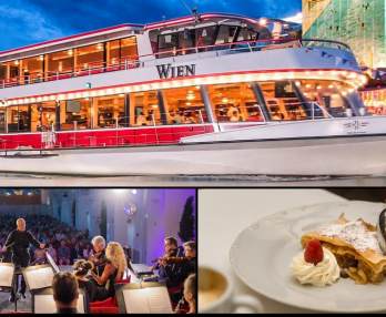 Flusskreuzfahrt auf der Blauen Donau in Wien, Abendessen und Konzert im Kaiserpalast Schönbrunn